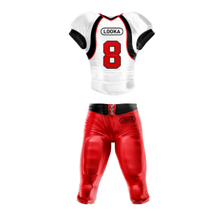 Red & White American Football Uniform with Number 8 by LOOKA