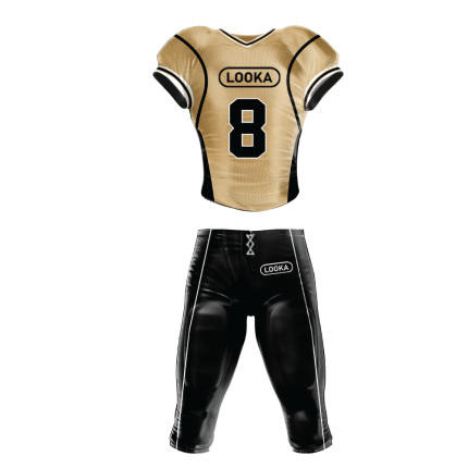 Gold Football Jersey with Black Pants and White Accents