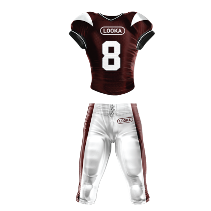 Maroon Football Jersey with White Shoulders and Pants